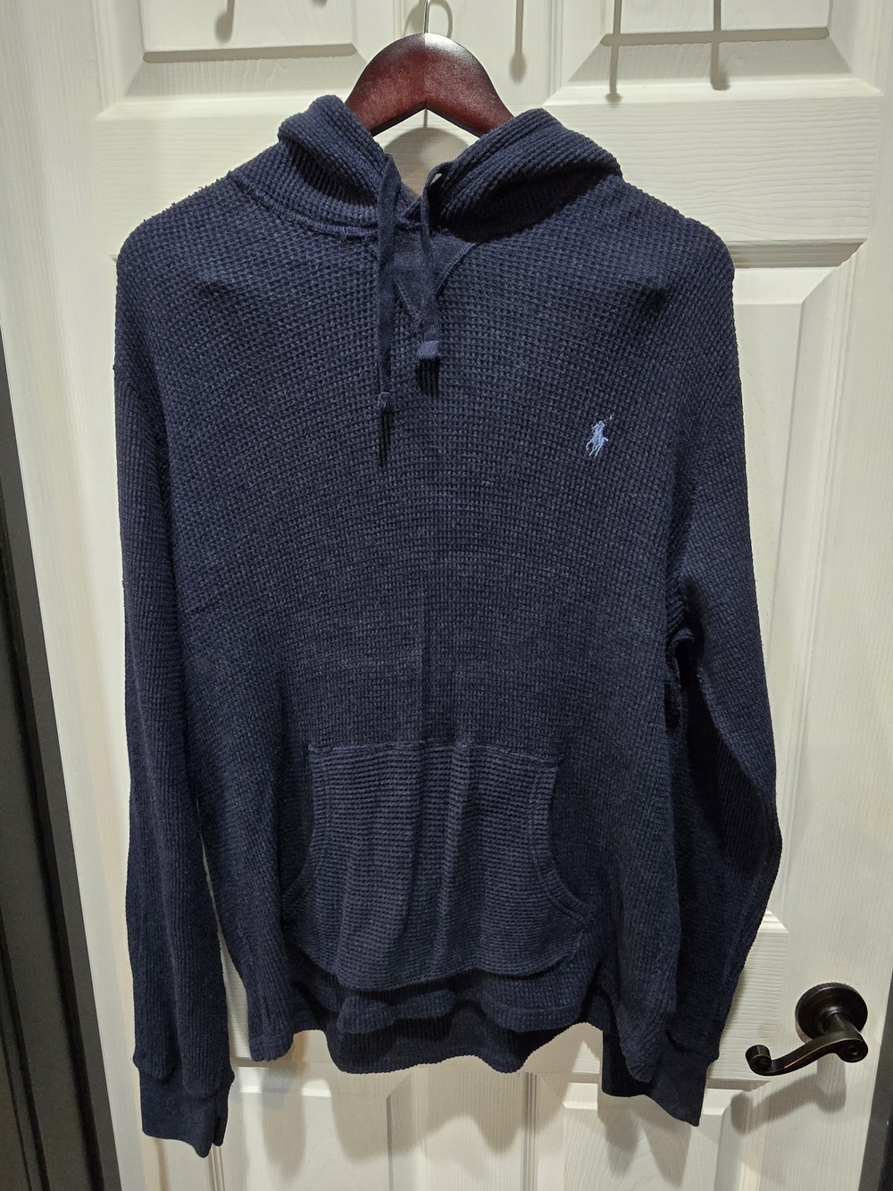 Polo by Ralph Lauren Navy Waffle-Knit Hoodie Sweater